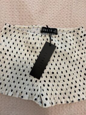 Lioness White Polka Dot Smocked Shorts